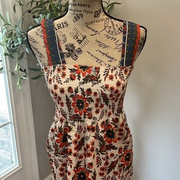 Joie Chisuzu Maxi Dress Smocked Chest Sleeveless Wide Straps Cotton Size Small - Picture 3 of 12